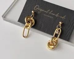 新作52 ✳︎チェーンフープピアス♡ブラックジルコニア♡アレルギー対応★