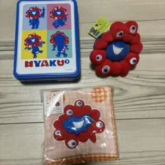 関西万博大阪ドリカポ ミャクミャク お菓子缶空き缶ミニタオル　グッズキャラクター