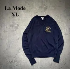 【La Mode】ラモード（XL）チームロゴセーター＊アクリル＊Vネック＊ニットのサムネイル