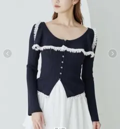 SNIDEL Sustainableビッグカラーレーストリムニットプルオーバー