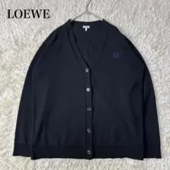【極美品】ロエベ カーディガン アナグラム 刺繍 ロゴ 薄手 黒 S