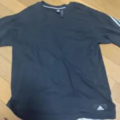 adidas ブラック 長袖カットソー ストライプ