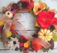 秋色リース★ハロウィンリース★ナチュラルリース★カボチャ