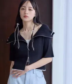 NICE CLAUP　ナイスクラップ　ダブルジップラインニット 黒