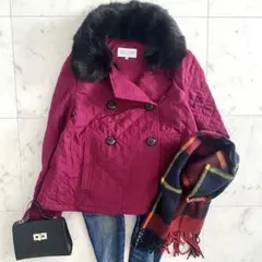 美品 マッキントッシュフィロソフィー 2WAYファー付きダブル中わたウールコート