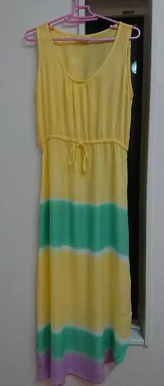 レディース ロングワンピース ハワイアン アジアン イエロー 黄色