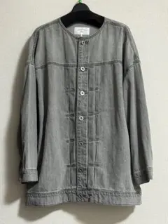 Samansa Mos2 BLUE ノーカラージャケット