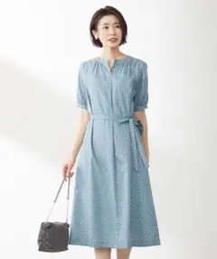 【大きいサイズ】J.PRESS 洗える スパンローンランダムドット ワンピース