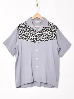 Backers レオパード柄 切り替えデザイン 半袖 オープンカラーシャツ