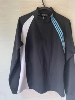 adidas ハーフジップシャツ Lサイズ ブラック/ホワイト/ブルー