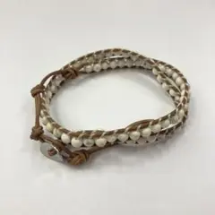 ホワイト　バッファロー　ラップブレス　ブレスレット　パワーストーン　レザー　本革