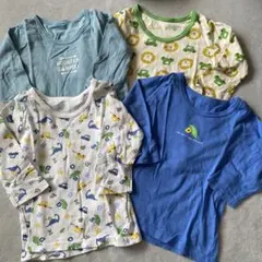 恐竜・車デザインシャツ肌着4点セット 80cm