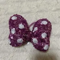 ミニー ヘアゴム スパンコール リボン ピンク