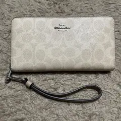 【新品】 COACH ロングジップアラウンドウォレット・シグネチャーキャンパス