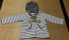 AIGLE フード付きボーダーパーカー90 刺繍ロゴ付き