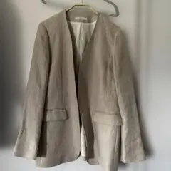 りん様専用　プラージュ 麻綿　ベージュノーカラージャケット38サイズのサムネイル