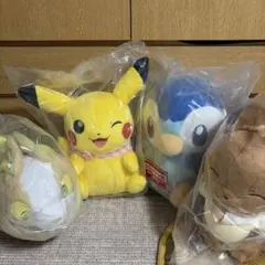 一番くじポケモンぬいぐるみ4個セット ピカチュウ　ポッチャマ　ワンパチ　イーブイ