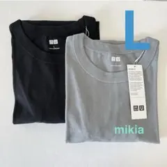 ユニクロ　UNIQLO クルーネックTシャツ L 半袖　メンズ　黒水色　2枚