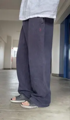 00s 極太 ポロバイラルフローレン buggy sweat pants ナス紺 - メルカリ