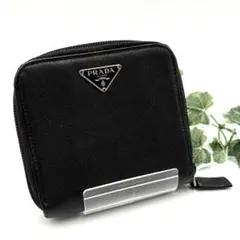 RADA プラダ 三角プルートロゴ サフィアーノレザー 二つ折り財布 ブラック