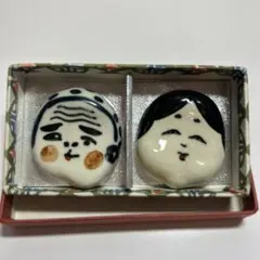 Hyottoko Chopstick Rest Set, Brand New Antique