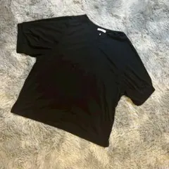 a.v.v L キーネックカットソー 無地 黒 通勤 レーヨン 上品ブラウス風のサムネイル