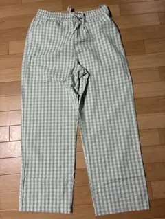 新品 ジェラートピケオム ギンガムチェック パンツ Lサイズ ライトグリーンのサムネイル