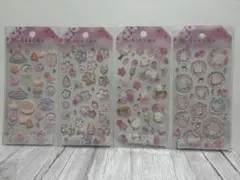 和柄　桜　鳥　食べ物　立体シール　ステッカー　子供　４枚セット