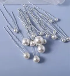 パールホワイト ヘアピン 18本セット ウェディング パールヘアアクセサリー