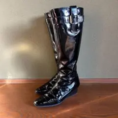 ❤️月火発送❤️セール価格❤️銀座ヨシノヤ　黒　ロングブーツ ヒール5cmのサムネイル