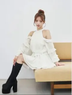 新品未使用　Darich ダーリッチ　ボリュームシフォンミニワンピース　白