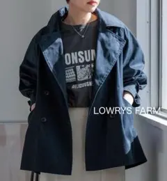 未使用◇ローリーズファーム ショートボリュームトレンチコート ネイビー