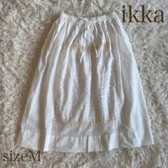 ikka コットンフレアレース刺繍スカート ホワイト Mサイズのサムネイル