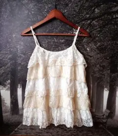 W♡C ダブルシー 新品 レースキャミソール F フリル ティアード