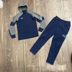 美品 アンダーアーマー ジャージ 上下セット S パーカー パンツ ネイビー