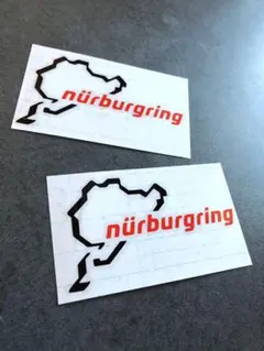 送料無料 カラー変更OKニュルブルクリンク ステッカー 2枚 黒×赤