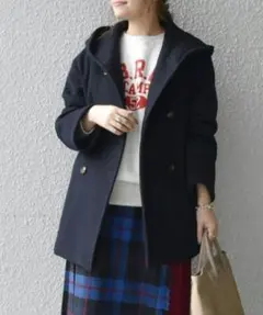 【美品】SHIPS any フーデット ミディ コート