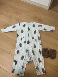 ジェラートピケ✳︎クマ柄ロンパースと靴下セット