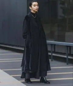 HARE ハレ　フェイクファードッキングコート　トレンチコート　ブラック　フリー