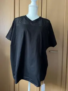 Hug.U黒メッシュデザイン ブラック 半袖Tシャツのサムネイル