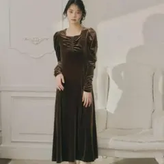 olu. フロントギャザーベロアワンピース ブラウン サイズ1