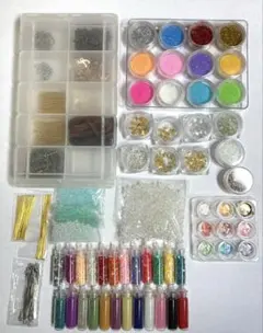 【まとめ売り】ビーズ レジン用素材 ラメ ラインストーン メタルパーツ フレーク
