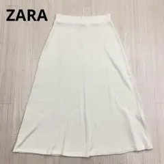 ◆ ZARA ザラ リブ ニット フレアスカート アイボリー M