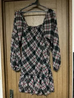 平成 姫カジ 森ガール チェック柄 チュニックワンピースのサムネイル