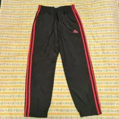 adidas ウインドパンツ ブラック レッド J140