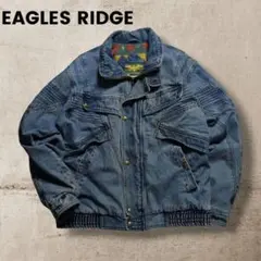 90sEAGLES RIDGEデニムジャケット総柄キルティングインディゴ短丈肉厚