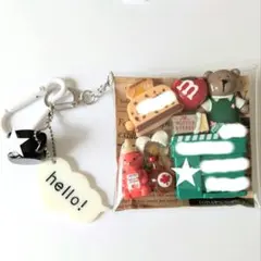 ガチャ詰めポーチ くま カフェ グリーン 大人かわいい キーホルダーチャーム