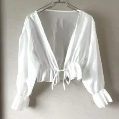 GRL グレイル シアートップス カーディガン フリル 白 フリー