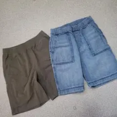 カーキ・デニム ハーフパンツ サイズ130
