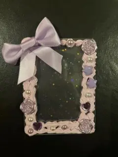 推し活に ピンクと紫 硬質デコホイップケース B8 リボン